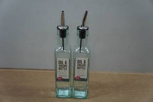 lot 45 image: 2 Glass Oil & Vinegar Bottles