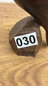 lot 30 image: Hand-Carved Wooden Owl Figurine on Base