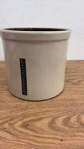 lot 56 image: 2 Gallon Stoneware Crock with Brown Interior, USA Marked