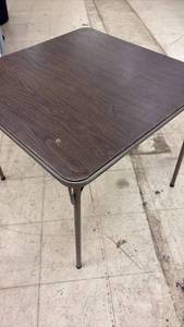 lot 61 image: Folding Square Card Table with Dark Wood Grain Top