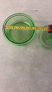 lot 71 image: Set of 3 Green Uranium Glass Bowls and Dishes