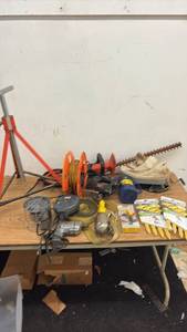 lot 88 image: Collection of Power Tools, Extension Cords, Workshop Accessories and Stakes