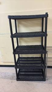 lot 440 image: 5-Tier Black Plastic Storage Shelving Unit