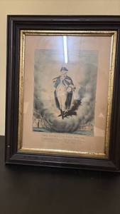 lot 457 image: Framed Antique Lithograph Print The Spirit of the Union with George Washington