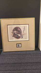 lot 463 image: 1988 South Carolina Migratory Waterfowl Hunting Conservation Print with Stamp, Framed