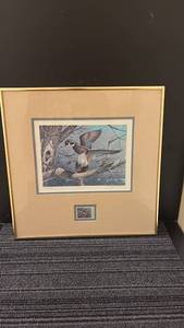 lot 467 image: 1990 South Carolina Tenth Anniversary Waterfowl Stamp Print by J.S. Wilson, Framed