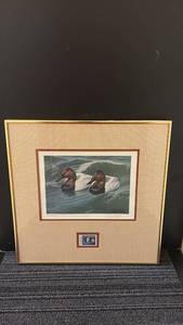 lot 468 image: 1986 South Carolina Migratory Waterfowl Stamp Print Framed Art with Stamp
