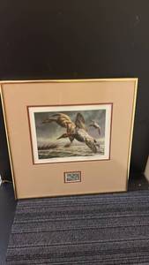 lot 471 image: Framed Duck Print with Stamp by James Hautman