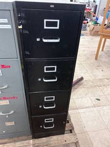 lot -4 image: Black 4-drawer vertical filing cabinet