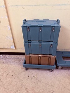 lot -57 image: 3 stackable hot boxes with wheel cart.