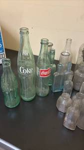 lot 477 image: Collection of Vintage Glass Bottles and Welchs Character Glasses