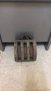 lot 480 image: Large Antique Four-Wheel Wooden and Iron Pulley Block