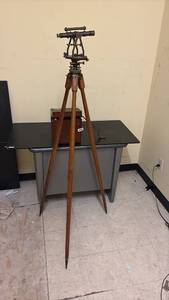 lot 486 image: Vintage Surveyor Transit with Wooden Tripod and Case