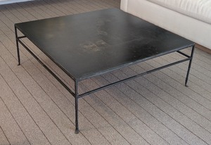 lot 13 image: ML - Large Iron and Slate Coffee Table 40 x 40 Inches