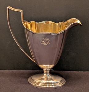 lot 31 image: LL - Vintage Gorham Sterling Silver Creamer 2444 Plymouth Pattern Monogrammed