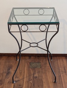 lot 33 image: ML - Glass Top Accent Table with Metal Frame