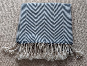 lot 81 image: ML - Brahms Mount Chevron Cotton Throw Blanket with Fringe, 74x46 Inches