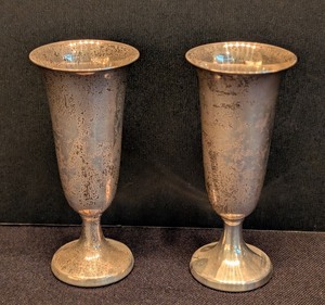 lot 94 image: LL - Pair of Vintage Webster Sterling Silver Cordial Glasses