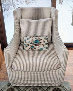 lot 106 image: ML - Lee Industries Striped Slipcovered Armchair