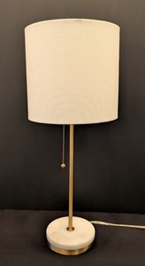 lot 110 image: LL - Petite Brass and Marble Table Lamp, 21 Inch Height
