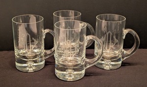 lot 117 image: LL - Set of 4 Monogrammed Crystal Mugs, 5.5 Inch Tall, Kosta Boda Style