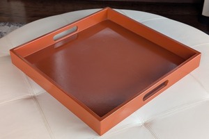 lot 131A image: ML - Gleaming Renditions Orange Lacquer Tray 20x20 Inches Handcrafted