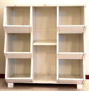 lot 50H image: LL - Vintage Wooden Organizer Shelf Unit with 8 Compartments
