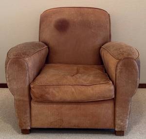 lot 53H image: LL - Vintage Leather Armchair in Whetstone Buckskin Finish