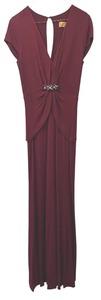 lot 126H image: LL - Nicole Miller Maroon Gown Size 8 with Jeweled Accent