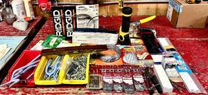 lot 142H image: LL - Mixed Hardware and Tool Lot with Hooks, Wire, Nails, Blades and Accessories