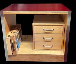lot 154H image: LL - Art Table with 3-Drawer Storage, Reeves Paint Set, and Tabletop Easel