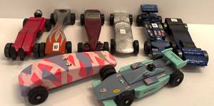 lot 160H image: LL - Set of 8 Pinewood Derby Cars Assorted Designs