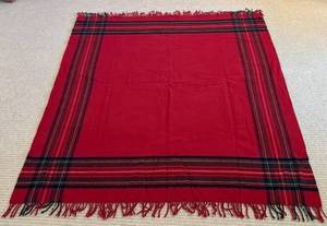 lot 169H image: LL - Pottery Barn Italian Tartan Wool Blanket with Fringe