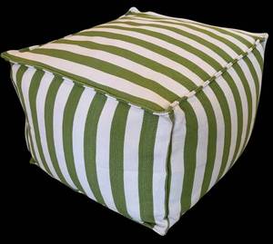 lot 179H image: LL - Annie Selke Fresh American Majestic Cube Pouf Vertical Sage