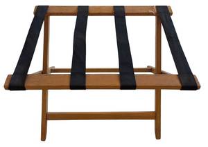 lot 180H image: LL - Wooden Folding Luggage Rack with Black Straps