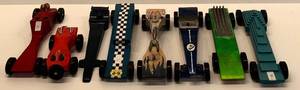 lot 182H image: LL - Collection of 7 Vintage Wooden Pinewood Derby Slot Cars