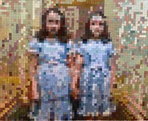 lot 184H image: LL - The Twins Original Mosaic Tile Arwork by Steven Lang