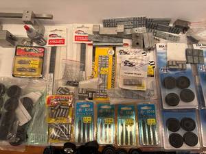 lot 188H image: LL - Large Slot Car Accessory Lot with Wheels, Weights, Tools, and Decals