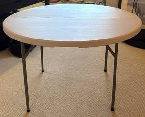lot 196H image: LL - Folding 47 Inch Round Utility Table with Metal Legs