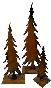 lot 213H image: LL - Set of 3 Metal Rustic Style Decorative Christmas Tree Decorations