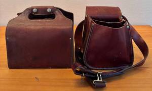 lot 220H image: LL - Pair of Vintage Leather Tool Totes