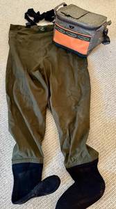 lot 222H image: LL - Orvis Mens Chest Waders Size L with Fish Pond Blizzard Soft Cooler