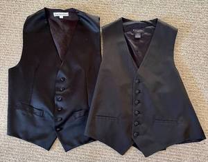 lot 229H image: LL - Set of 2 Mens Black Dress Vests Size Large, Brooks Brothers and Robert Talbott
