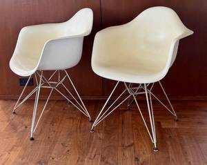 lot 6D image: Pair of Eames Molded Armchairs by Vitra with Eiffel Tower Base