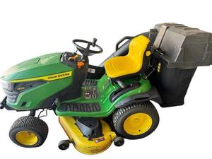 lot 8G image: John Deere S170 Riding Lawn Tractor with Bagger Attachment