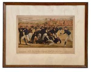 lot 10H image: Framed 1920 Everett Henry Print First Intercollegiate Championship Football Game Yale vs Princeton