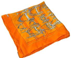 lot 31D image: Hermes Paris Mors et Filets 100% Silk Pocket Scarf  Square