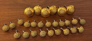 lot 44D image: Set of 27 Vintage Gold-Tone Metal Drawer Pulls and Knobs