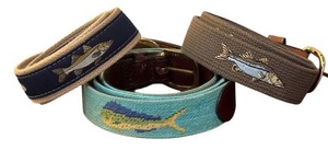 lot 47D image: Set of 3 Fish-Themed Needlepoint and Canvas Belts by Zep-Pro and Smathers & Branson