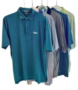 lot 61D image: Set of 5 Golf Polos - Woodhill Country Club, Peter Millar, Donald Ross, Fairway & Greene